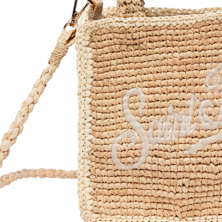 SAINT BARTH Borsa Vanity Mini beige in rafia bambina
