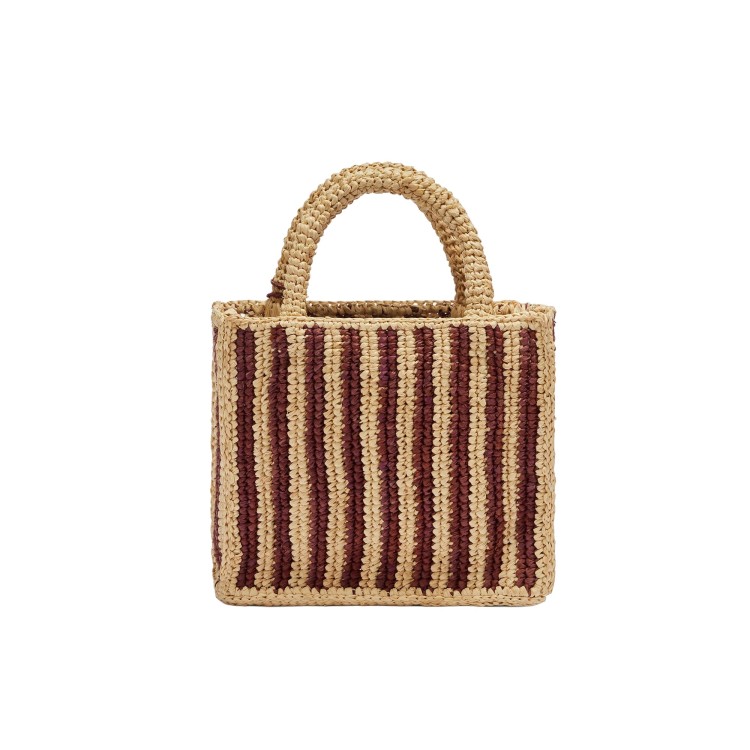 SAINT BARTH Borsa Vanity Mini a righe in rafia bambina