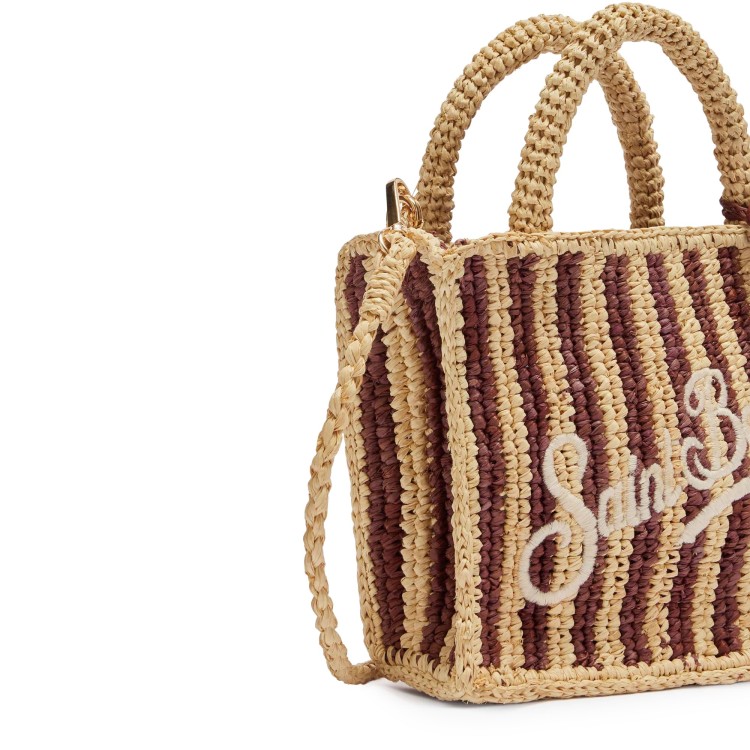SAINT BARTH Borsa Vanity Mini a righe in rafia bambina