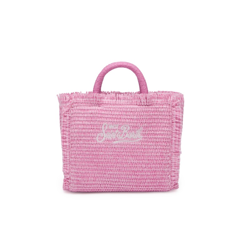 SAINT BARTH Borsa Vanity Mini rosa in rafia bambina