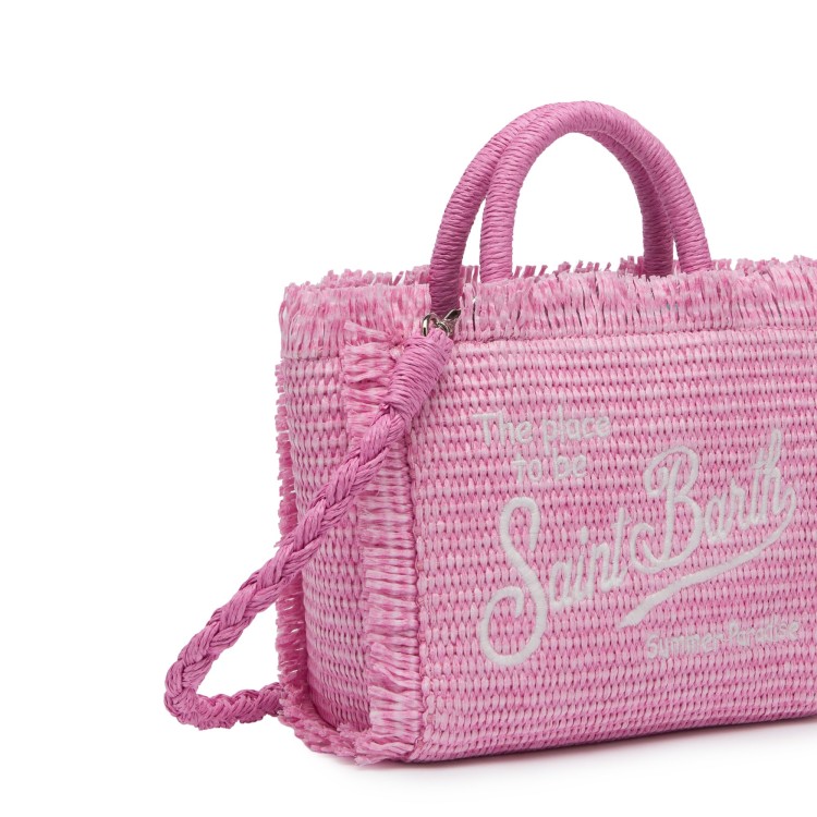 SAINT BARTH Borsa Vanity Mini rosa in rafia bambina