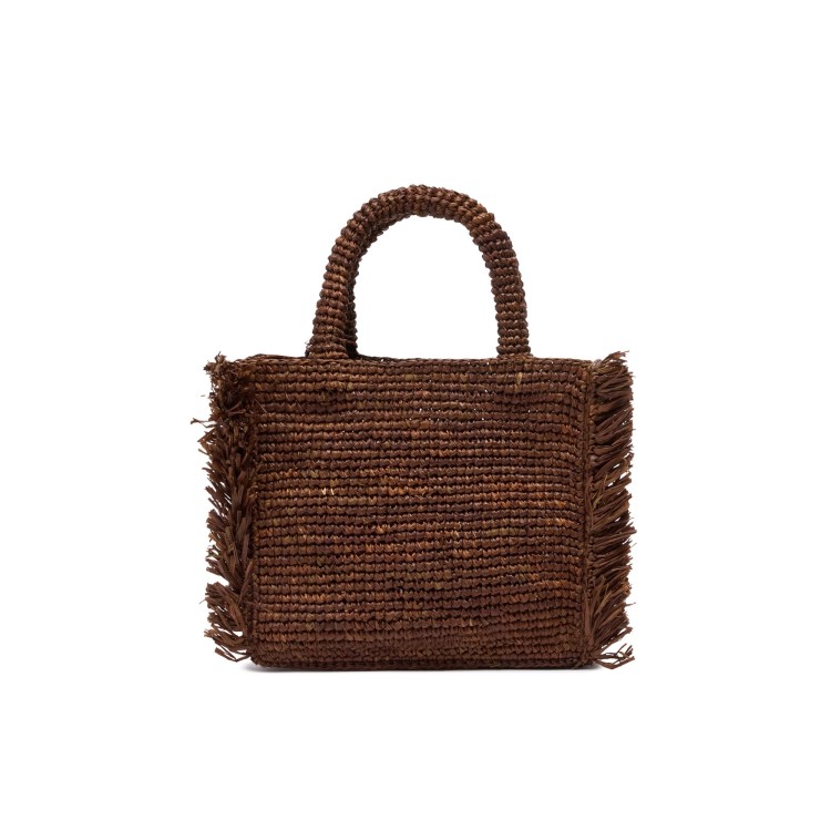 SAINT BARTH Borsa Vanity Mini marrone in rafia bambina