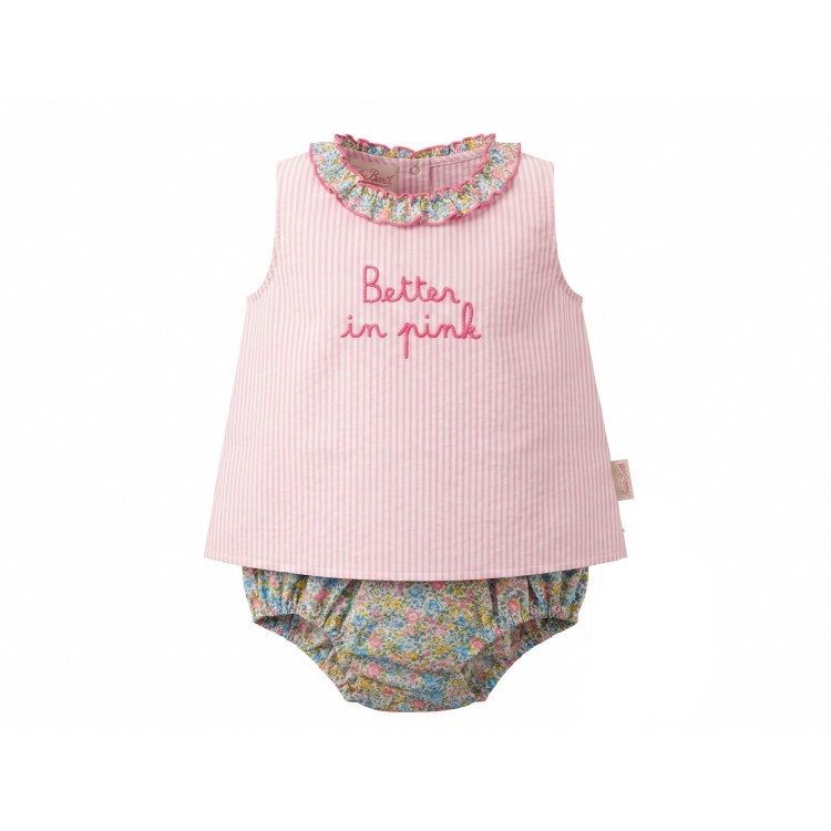 SAINT BARTH Completo multicolor in seersucker neonata