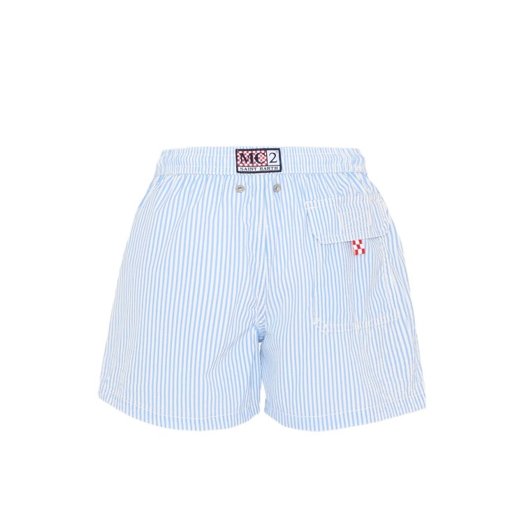 SAINT BARTH Boxer mare celesti a righe bambino