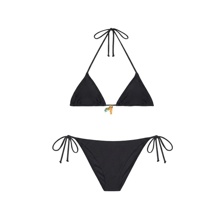 SAINT BARTH Bikini nero shiny con charms bambina