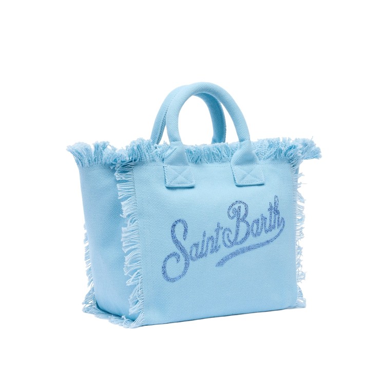 SAINT BARTH Borsa Colette celeste con logo strass bambina
