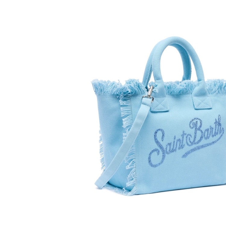 SAINT BARTH Borsa Colette celeste con logo strass bambina