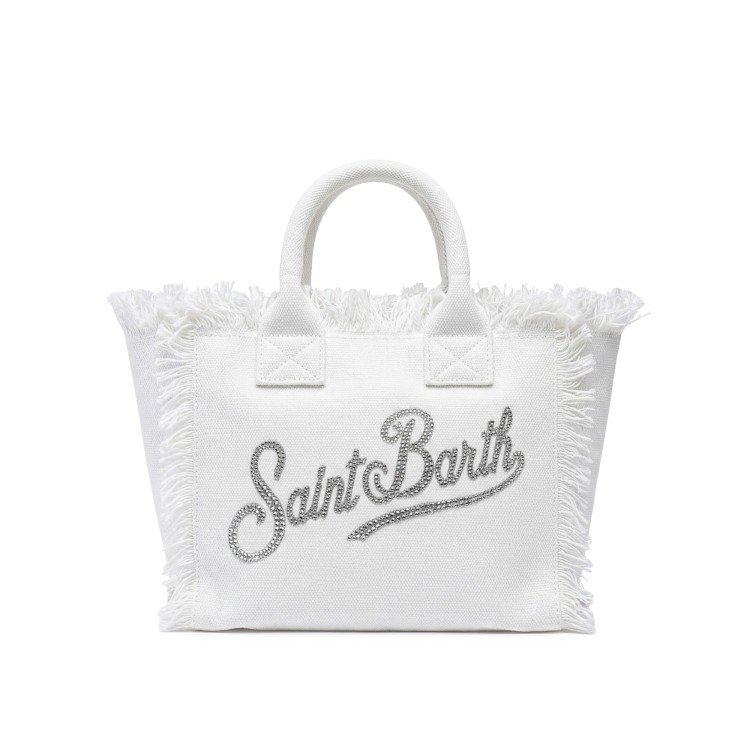 SAINT BARTH Borsa Colette bianca con logo strass bambina