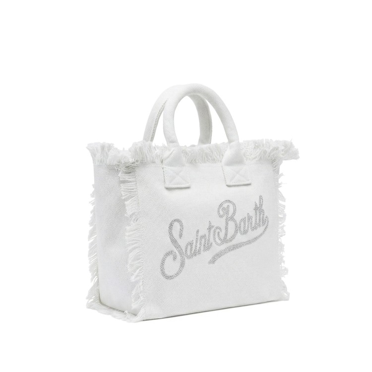 SAINT BARTH Borsa Colette bianca con logo strass bambina
