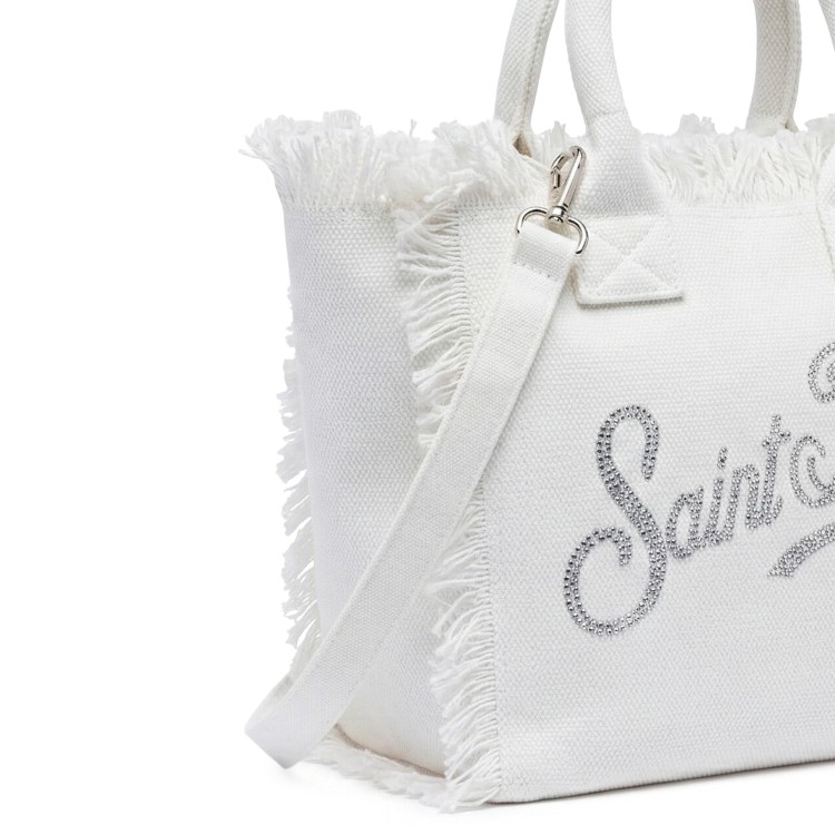 SAINT BARTH Borsa Colette bianca con logo strass bambina