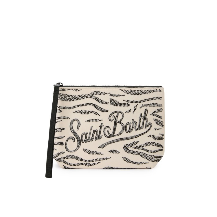 SAINT BARTH Pochette zebrata in strass bambina