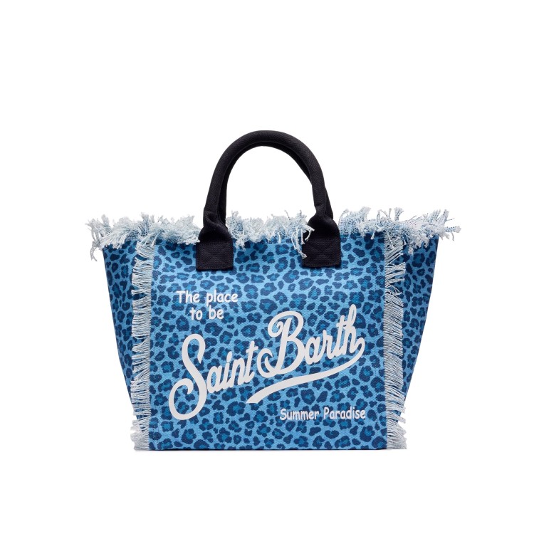SAINT BARTH Borsa Colette leopardata in denim bambina