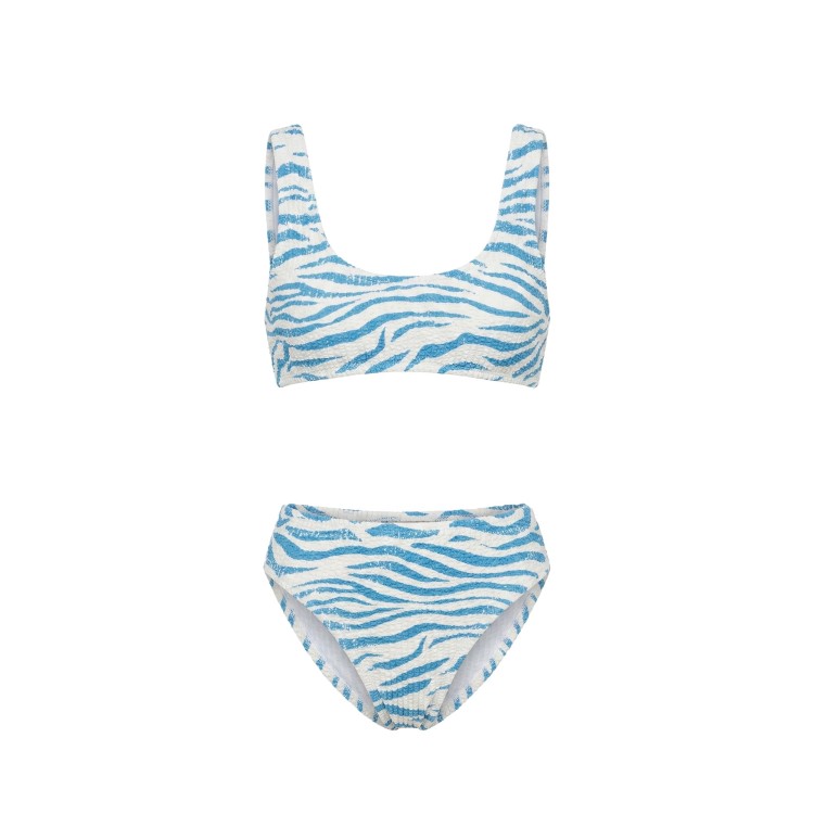 SAINT BARTH Bikini zebrato celeste crinkle bambina