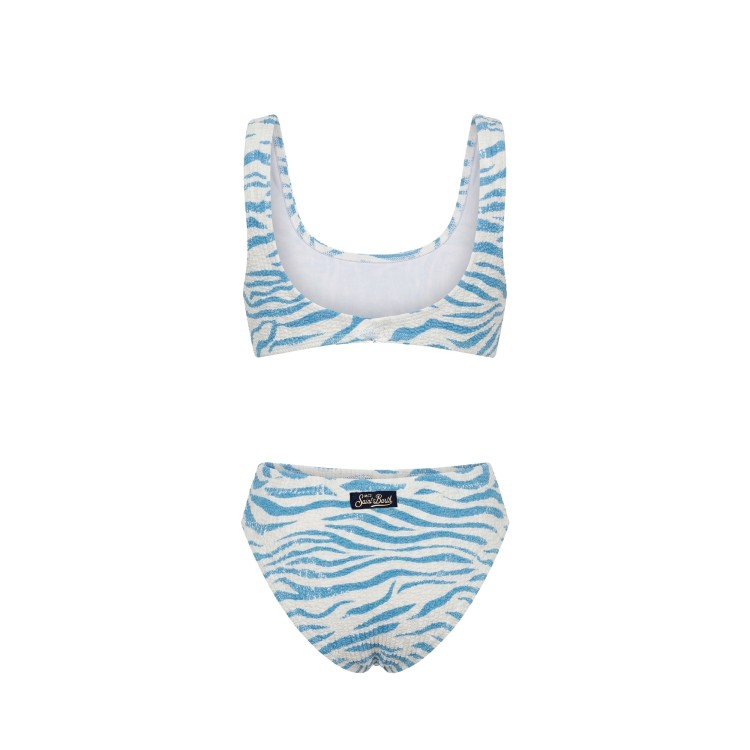 SAINT BARTH Bikini zebrato celeste crinkle bambina