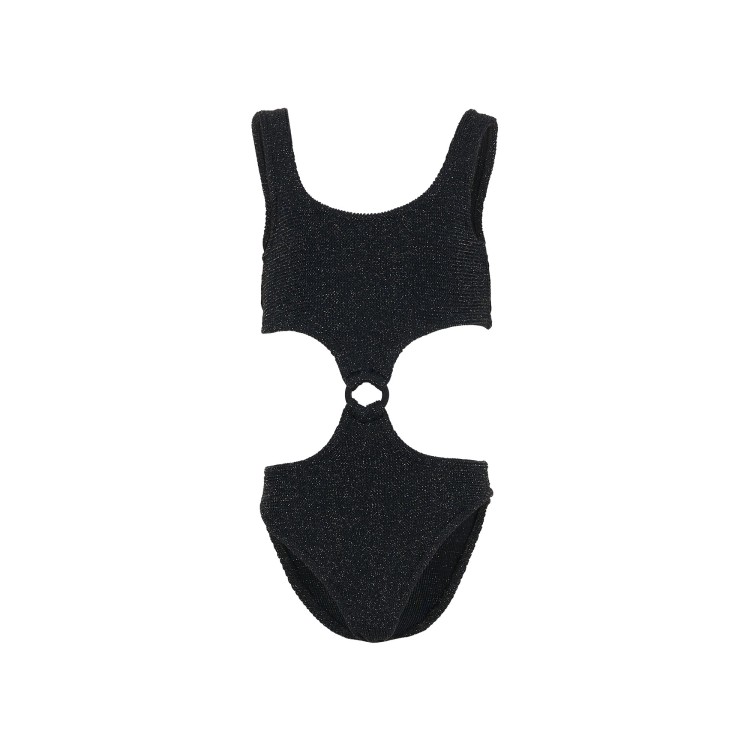 SAINT BARTH Costume intero nero in crinkle bambina