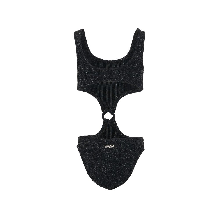 SAINT BARTH Costume intero nero in crinkle bambina