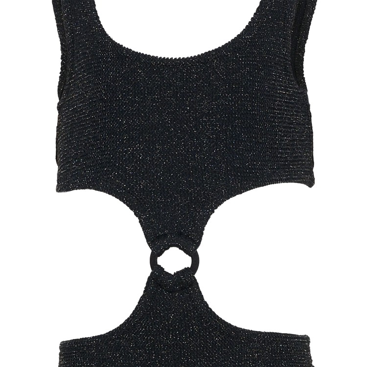 SAINT BARTH Costume intero nero in crinkle bambina