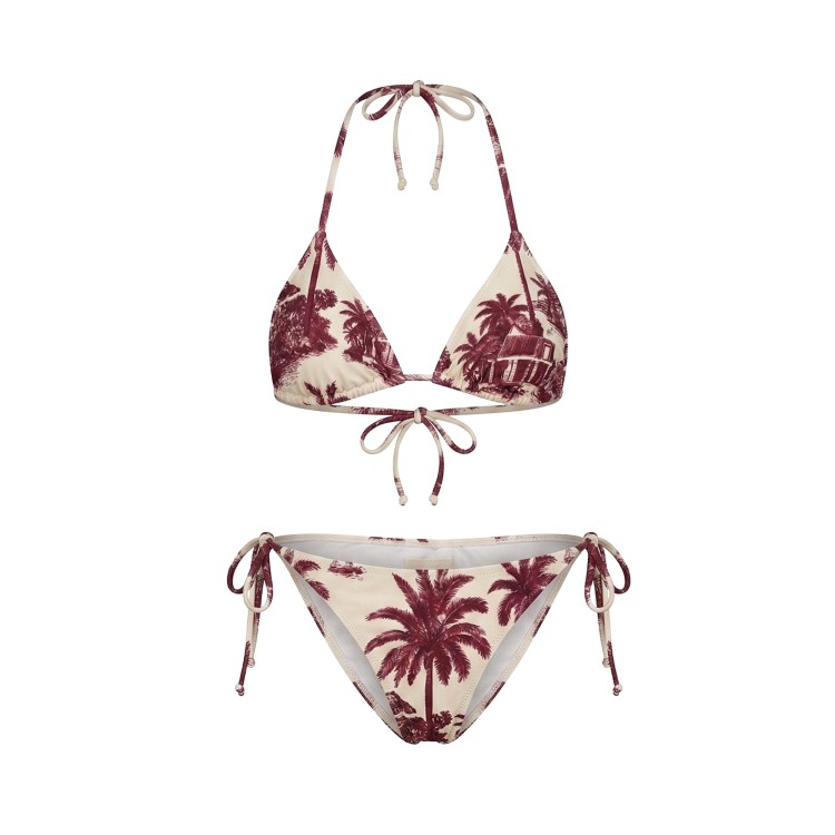 SAINT BARTH Bikini bordeaux toile de jouy bambina