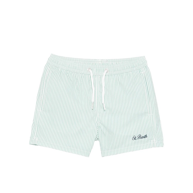 SAINT BARTH Boxer mare verdi a righe bambino