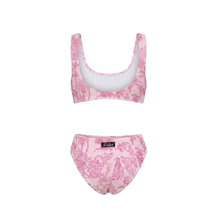 SAINT BARTH Bikini rosa Jungle crinkle bambina