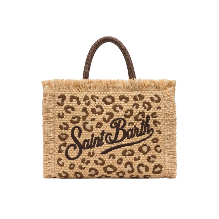 SAINT BARTH Borsa Colette in paglia leopardata bambina