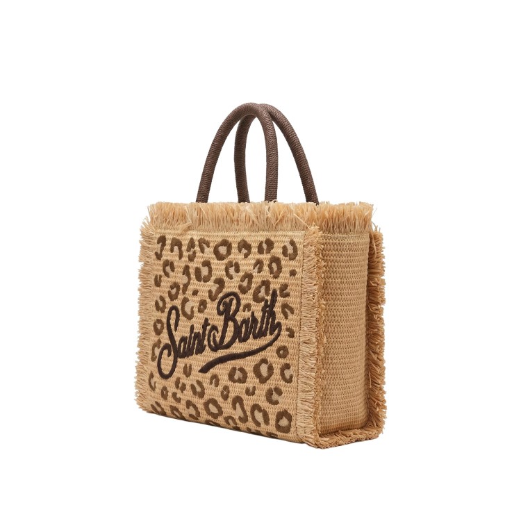 SAINT BARTH Borsa Colette in paglia con leopardata bambina
