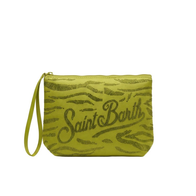 SAINT BARTH Pochette verde zebrata in strass bambina
