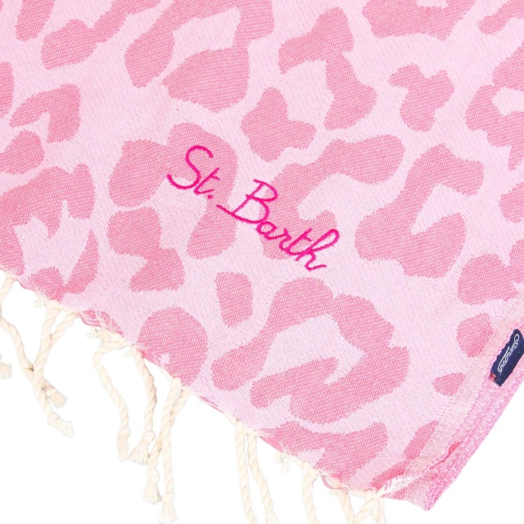 SAINT BARTH Telo mare rosa leopardato bambina