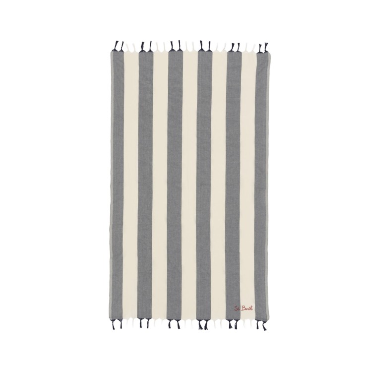 SAINT BARTH Telo mare a righe blu navy bambini