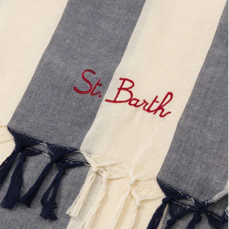 SAINT BARTH Telo mare a righe blu navy bambini