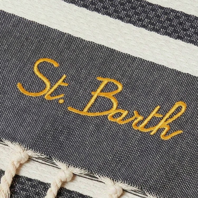 SAINT BARTH Telo mare a righe nere bambini