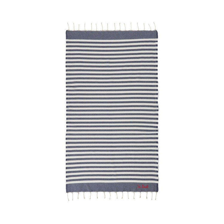 SAINT BARTH Telo mare a righe blu navy bambini
