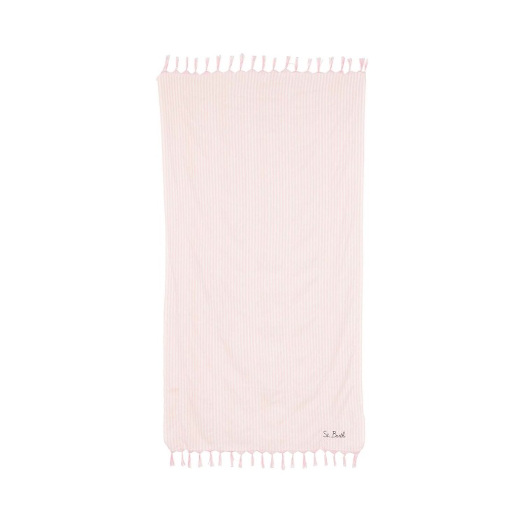 SAINT BARTH Telo mare a righe sottili rosa bambini
