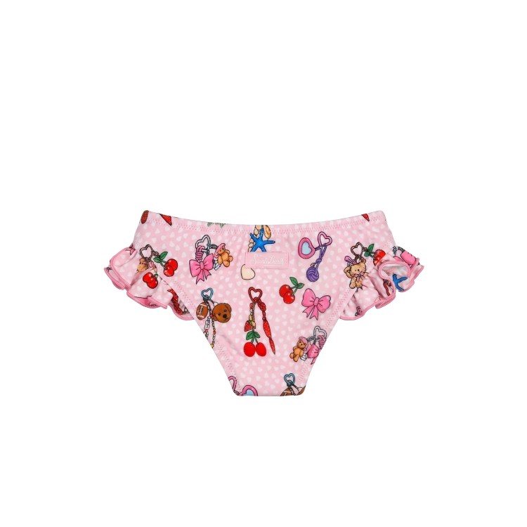 SAINT BARTH Slip rosa volant stampa Charms bambina