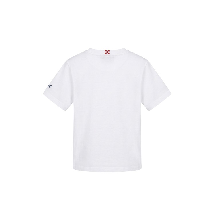 SAINT BARTH T-shirt bianca con ricamo blu navy bambino