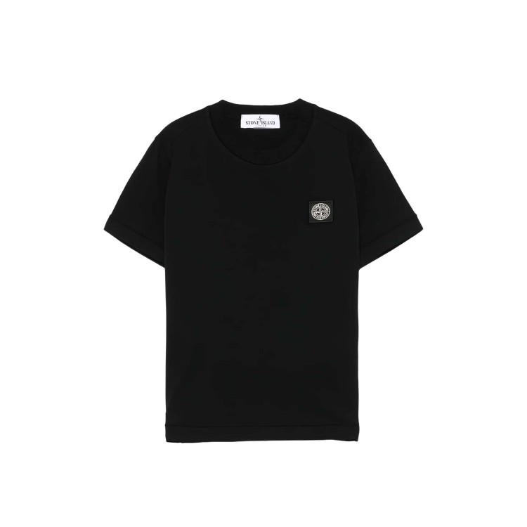 STONE ISLAND T-shirt nera patch logo nera bambini