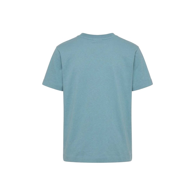 STONE ISLAND T-shirt azzurra patch logo nera bambini