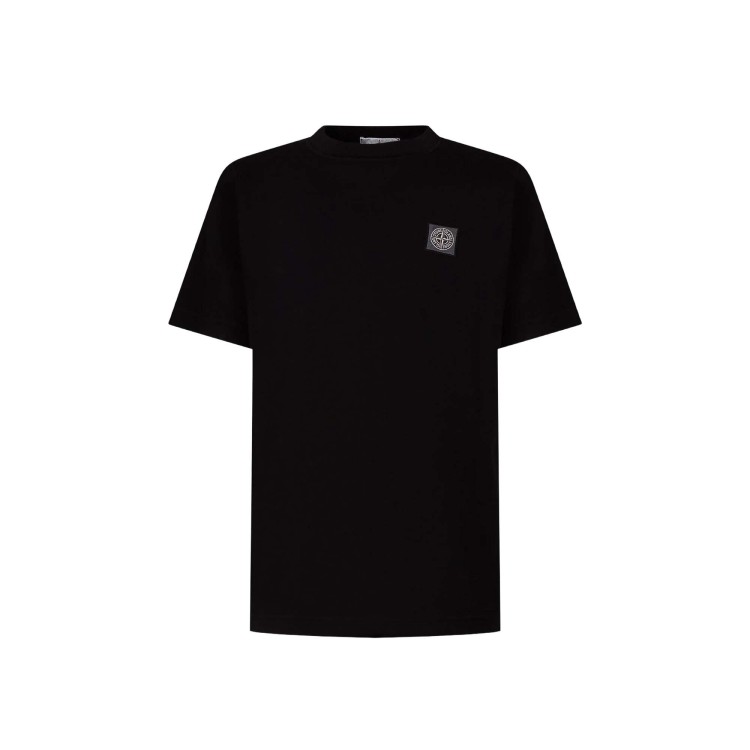STONE ISLAND T-shirt nera patch logo nera bambini