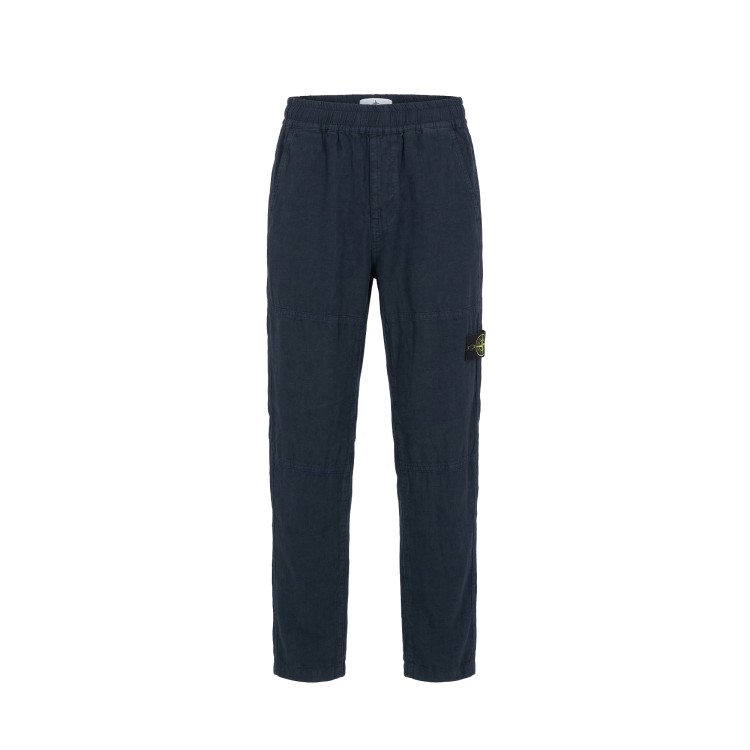 STONE ISLAND Pantaloni blu navy regular in lino bambino