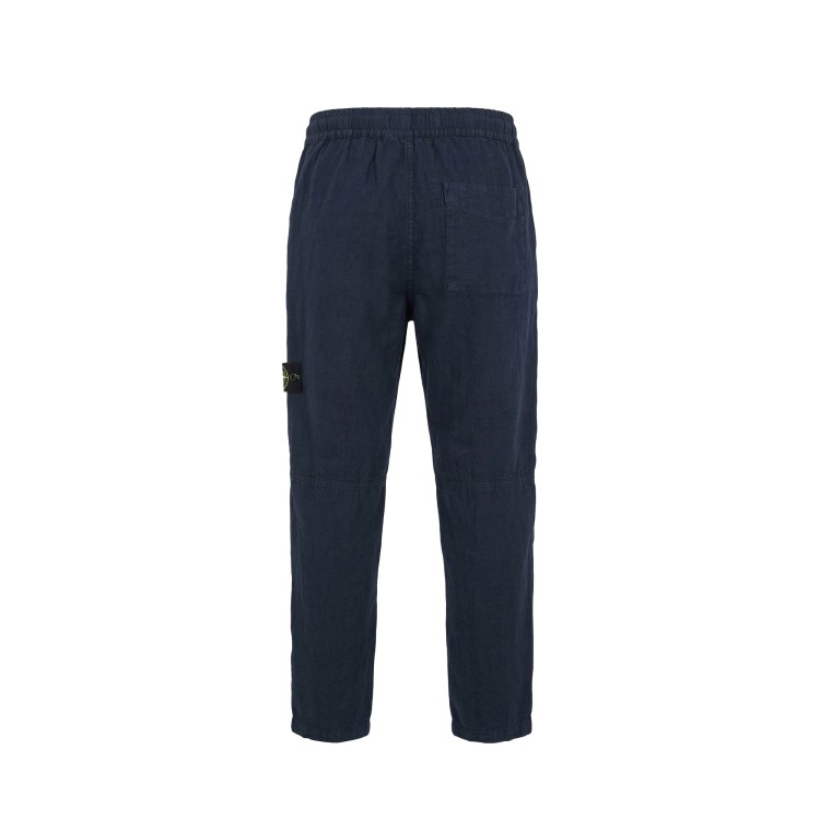 STONE ISLAND Pantaloni blu navy regular in lino bambino