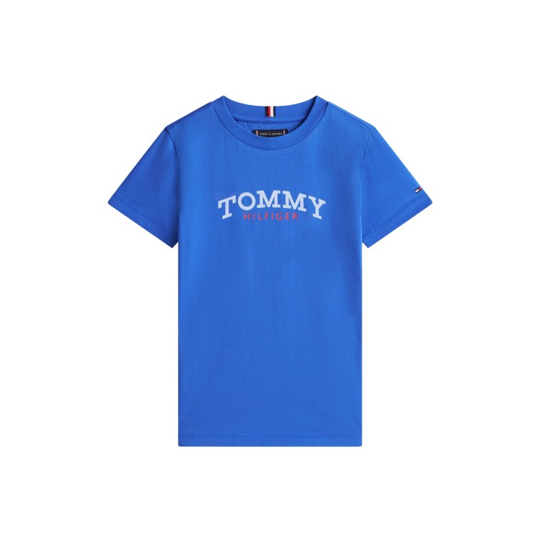 TOMMY HILFIGER T-shirt azzurra con logo bambino