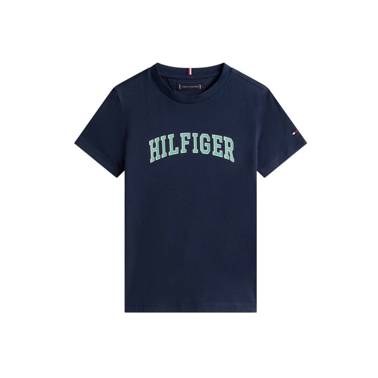 TOMMY HILFIGER T-shirt blu navy logo varsity bambino