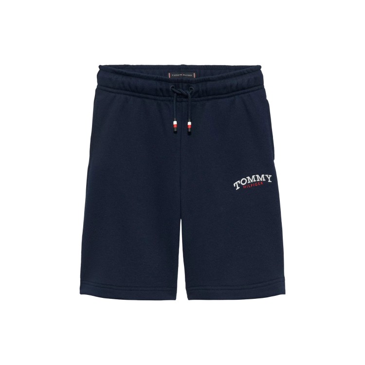 TOMMY HILFIGER Shorts blu navy in felpa con logo bambino