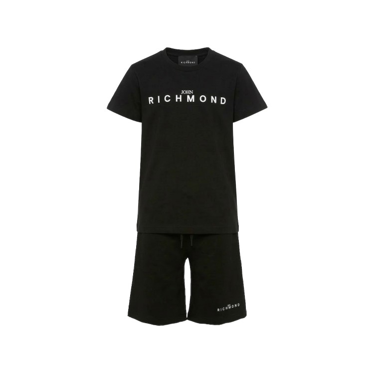 JOHN RICHMOND Completo nero t-shirt e shorts bambino