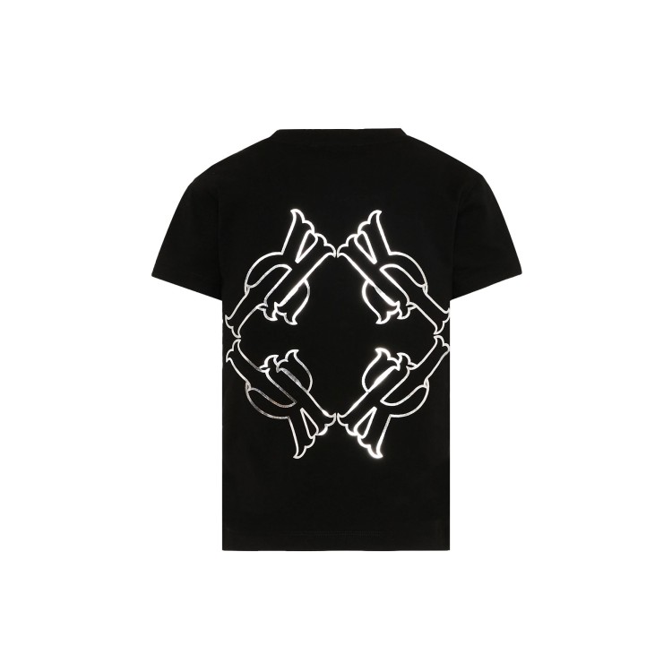 JOHN RICHMOND T-shirt nera con logo argentato bambino