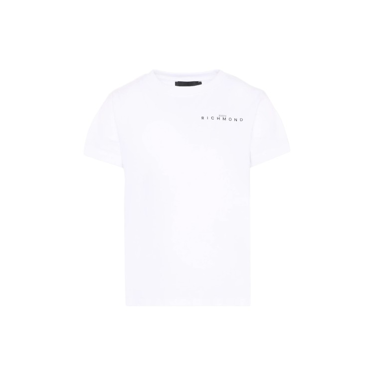JOHN RICHMOND T-shirt bianca con logo argentato bambino