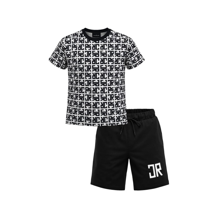 JOHN RICHMOND Completo nero t-shirt e shorts bambino