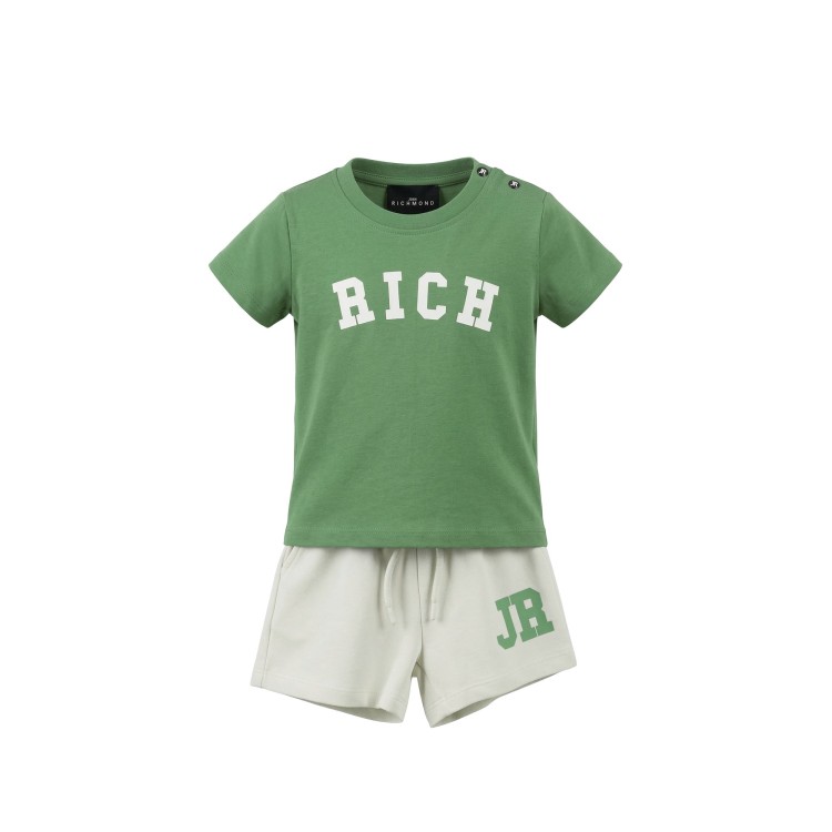 JOHN RICHMOND Completo verde t-shirt e shorts neonato