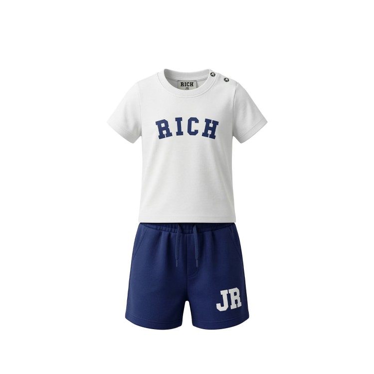 JOHN RICHMOND Completo azzurro t-shirt e shorts neonato