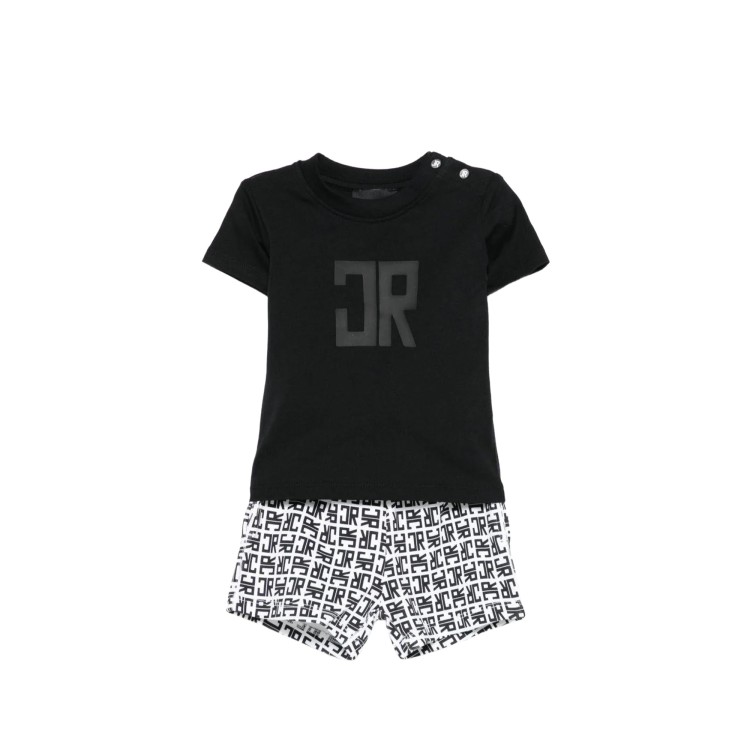 JOHN RICHMOND Completo nero t-shirt e shorts neonato